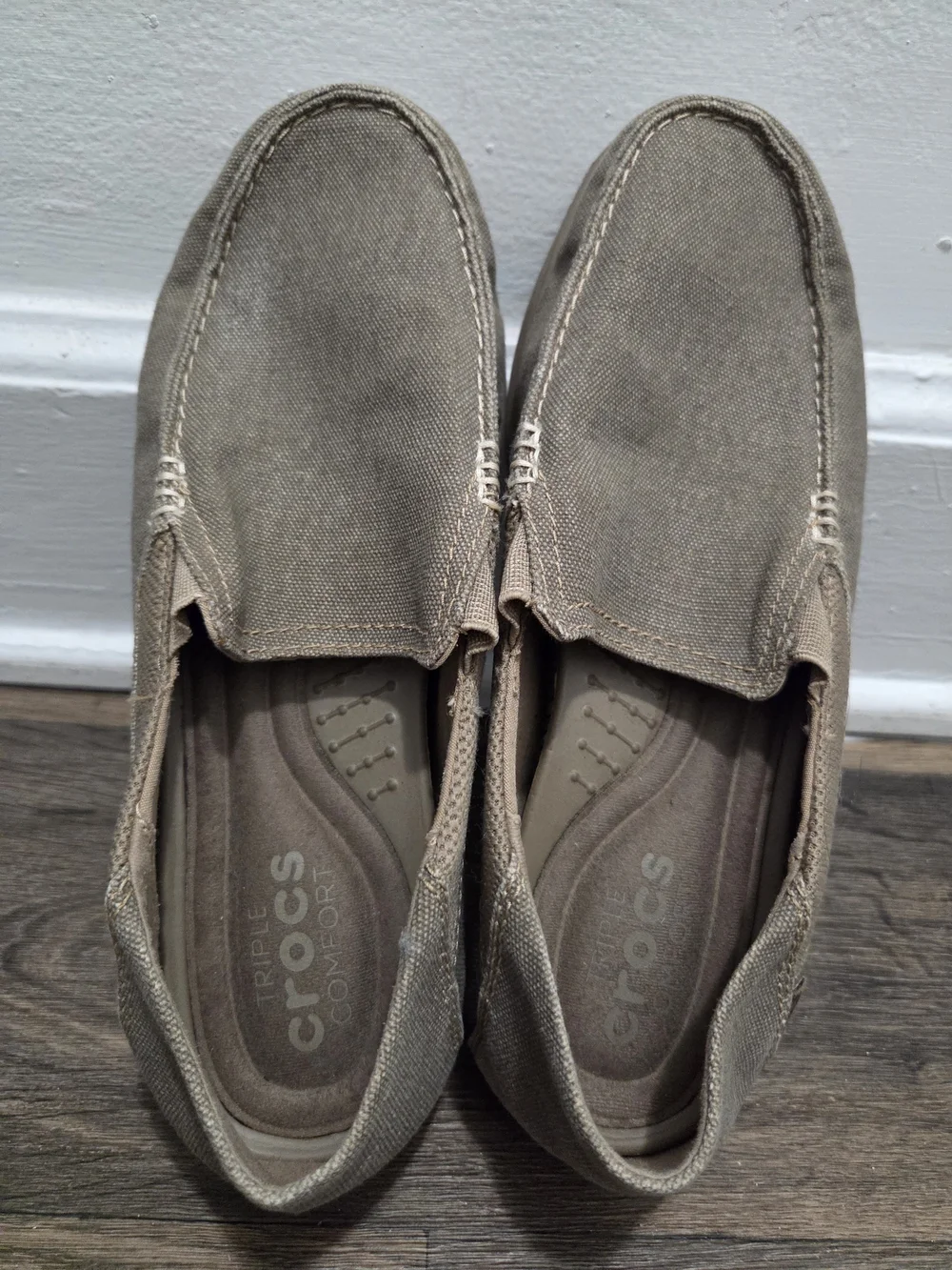 Crocs Size 9 Men's Casual Slip-On Canvas Shoes - Taupe